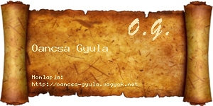 Oancsa Gyula névjegykártya
